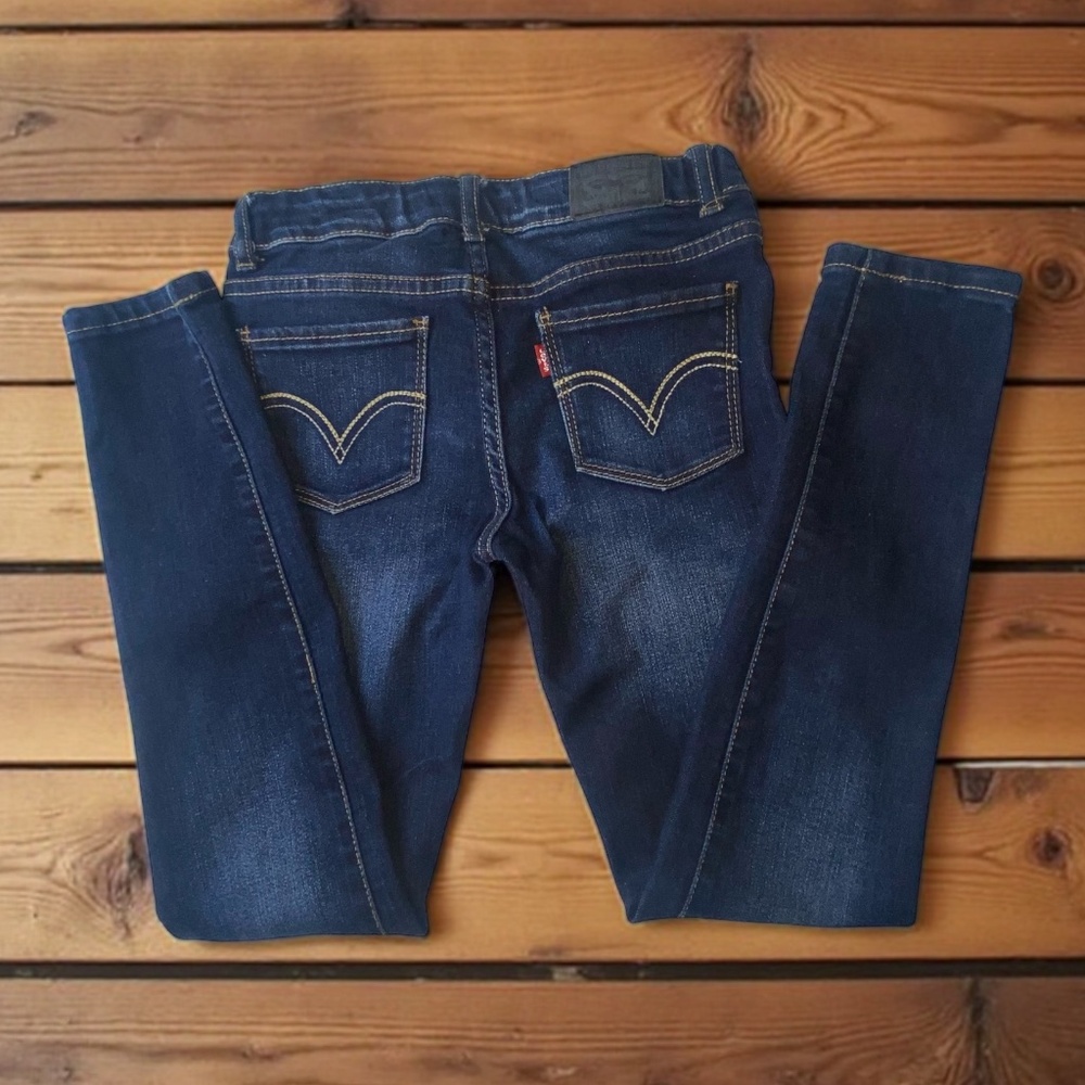 Levis 710 Jeans Size 8 Reg Girls Super Skinny Stretch Blue Denim Dark Wash